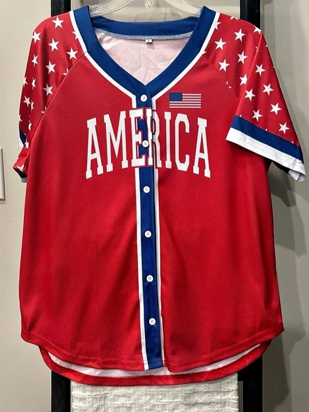 America Baseball Jersey in Red & Blue Like New